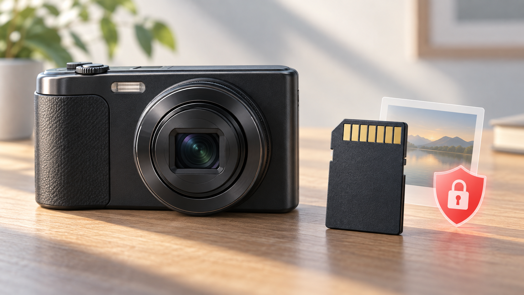 中古カメラとSDカードに残る写真データを表したイメージ